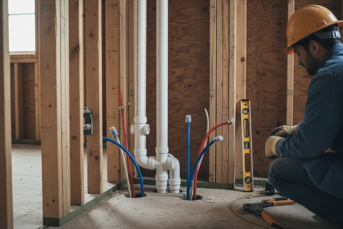 Drain and supply rough-in during Toilet Repair and Installation in Salisbury